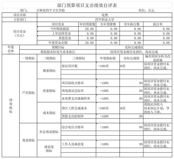 吉林省四平衛生學校2022年度部門決算公開表樣.xls--新_g10項目支出績效自評表(1)